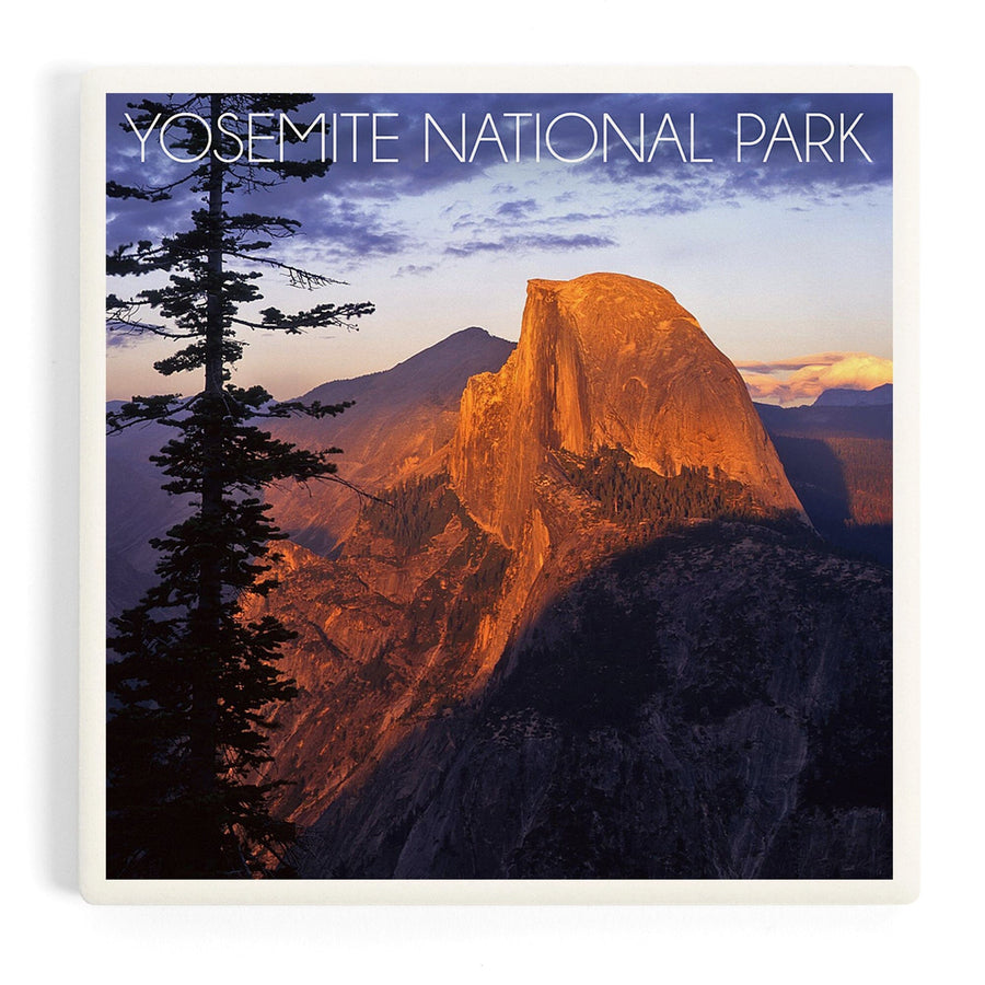 Yosemite National Park, California, Half Dome and Pine Tree, Coasters Coasters Lantern Press 