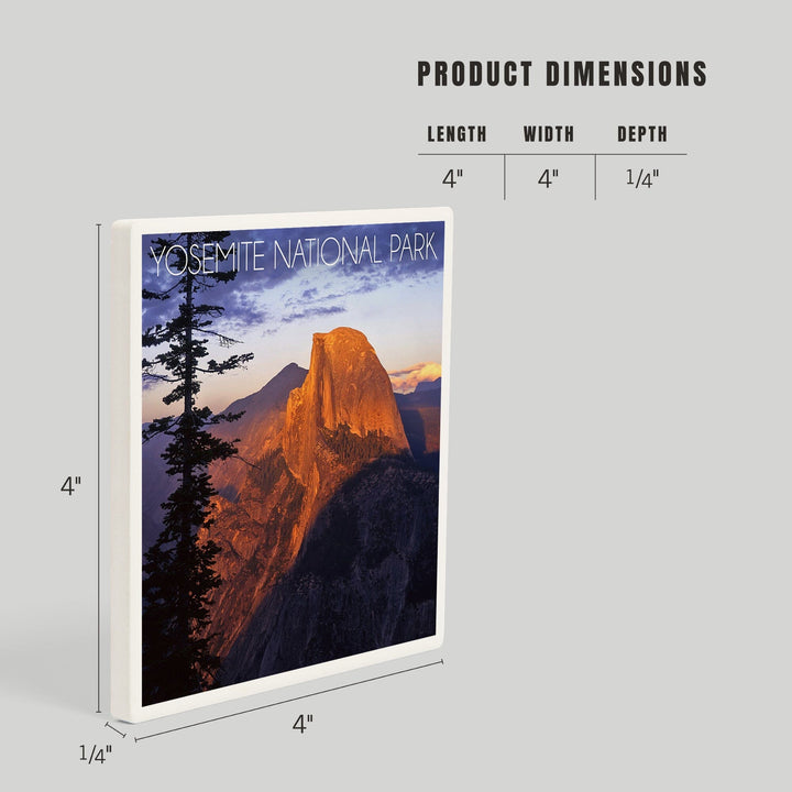 Yosemite National Park, California, Half Dome and Pine Tree, Coasters Coasters Lantern Press 