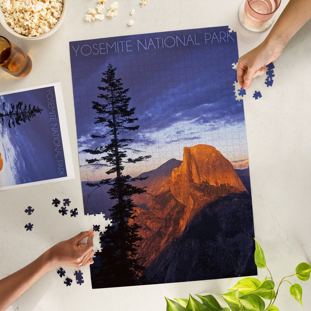 Yosemite National Park, California, Half Dome and Pine Tree, Jigsaw Puzzle Puzzle Lantern Press 