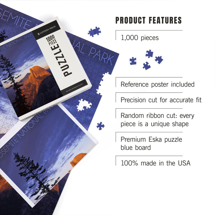 Yosemite National Park, California, Half Dome and Pine Tree, Jigsaw Puzzle Puzzle Lantern Press 
