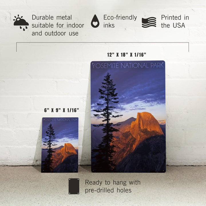 Yosemite National Park, California, Half Dome and Pine Tree, Metal Signs Metal Lantern Press 