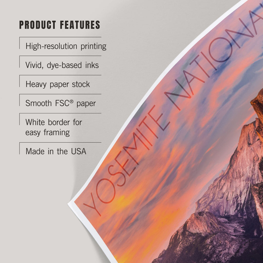 Yosemite National Park, California, Half Dome and Sunset, Art & Giclee Prints Art Lantern Press 