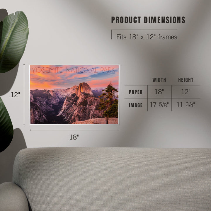 Yosemite National Park, California, Half Dome and Sunset, Art & Giclee Prints Art Lantern Press 