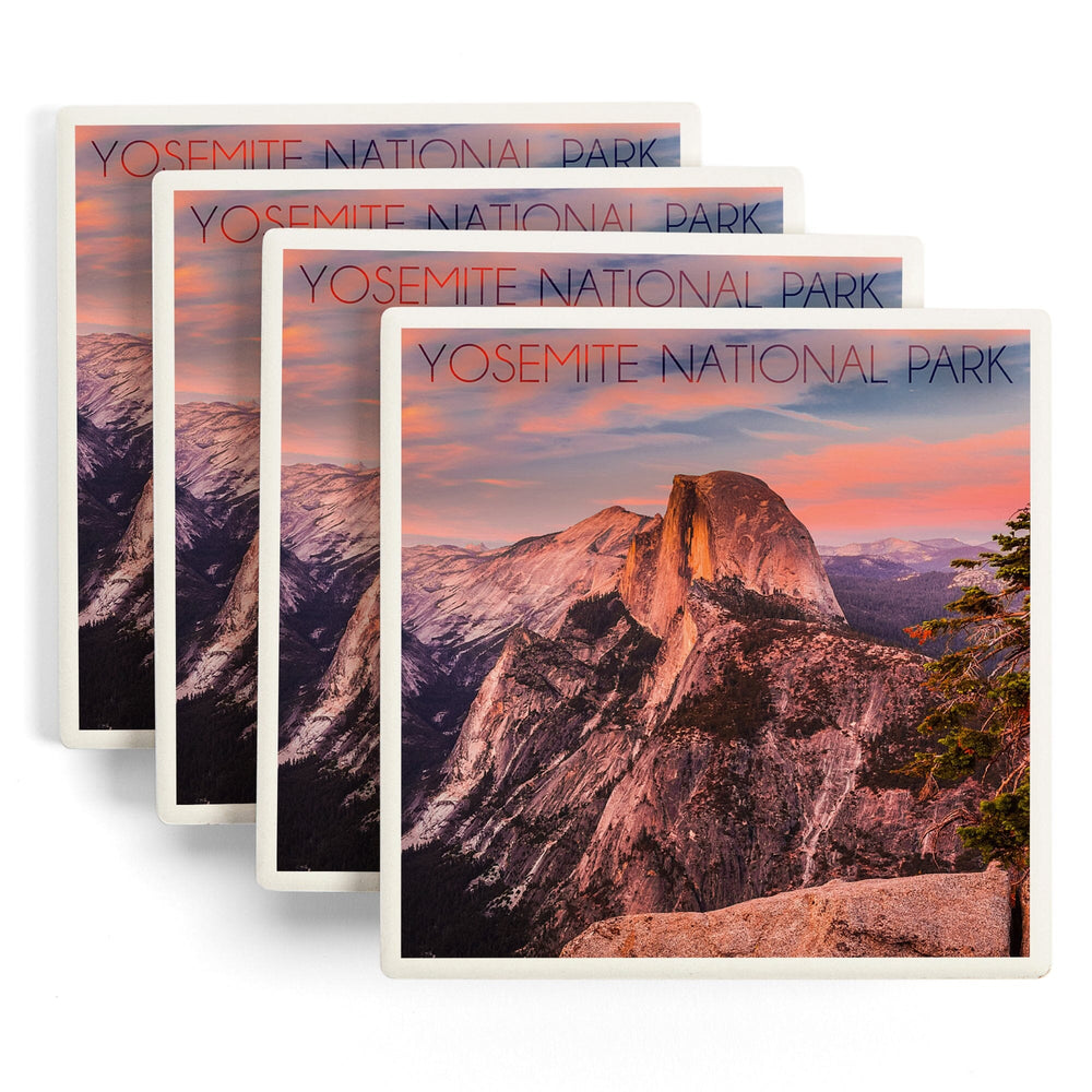 Yosemite National Park, California, Half Dome and Sunset, Coasters Coasters Lantern Press 