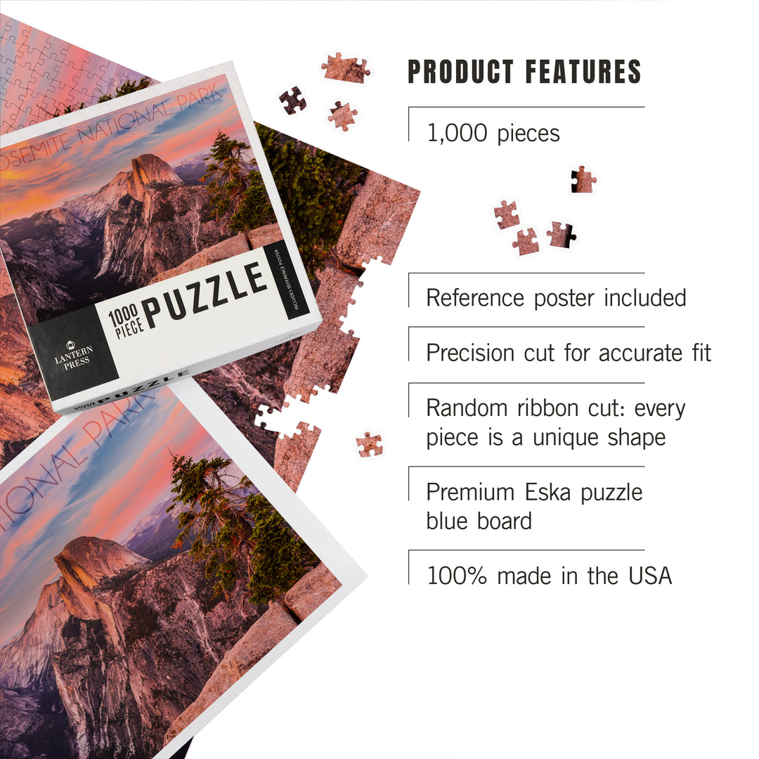 Yosemite National Park, California, Half Dome and Sunset, Jigsaw Puzzle Puzzle Lantern Press 