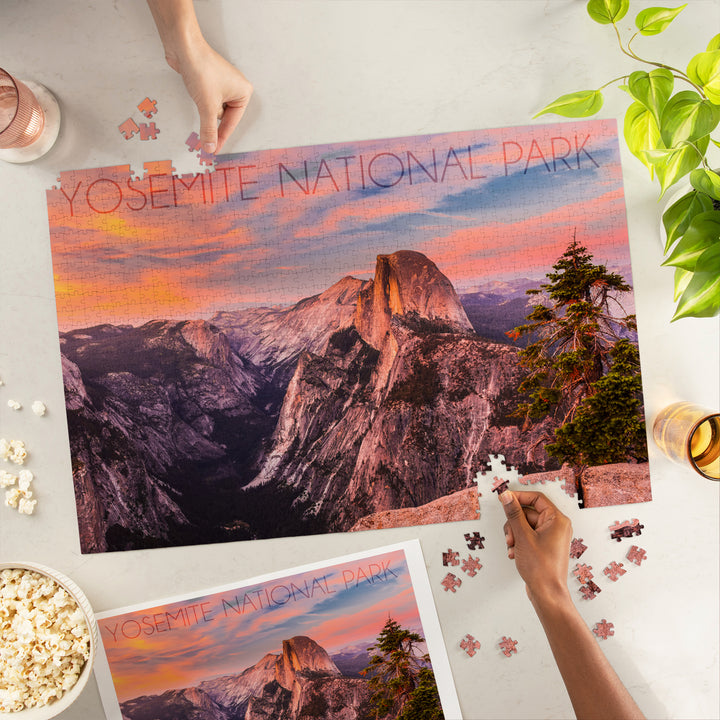 Yosemite National Park, California, Half Dome and Sunset, Jigsaw Puzzle Puzzle Lantern Press 