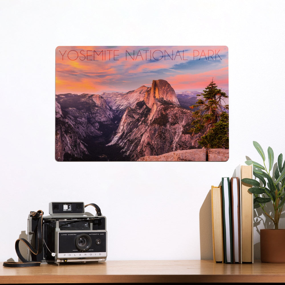 Yosemite National Park, California, Half Dome and Sunset, Metal Signs Metal Lantern Press 