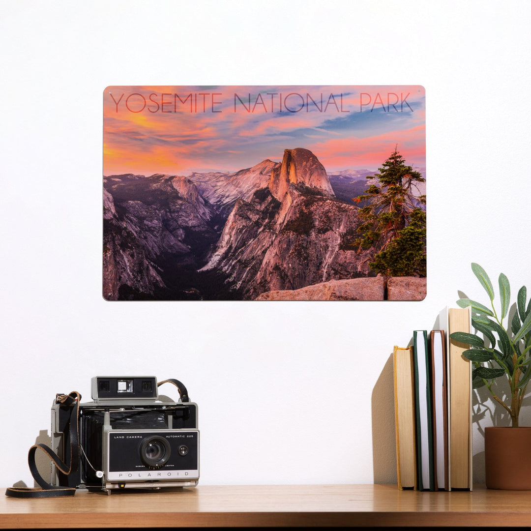 Yosemite National Park, California, Half Dome and Sunset, Metal Signs Metal Lantern Press 