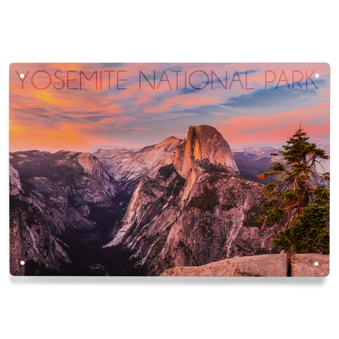 Yosemite National Park, California, Half Dome and Sunset, Metal Signs Metal Lantern Press 