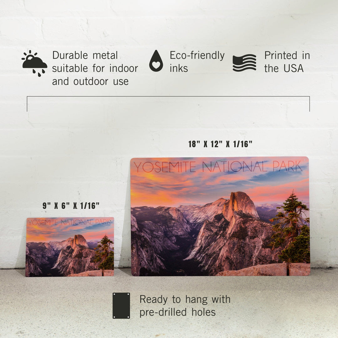 Yosemite National Park, California, Half Dome and Sunset, Metal Signs Metal Lantern Press 