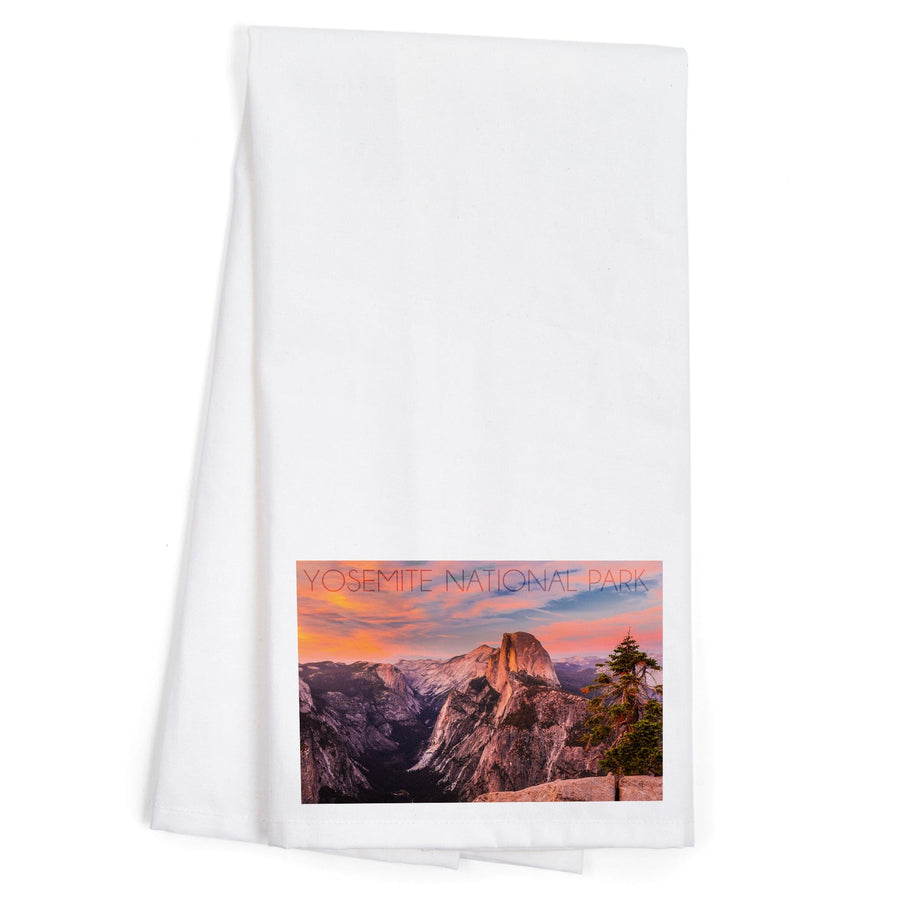 Yosemite National Park, California, Half Dome and Sunset, Organic Cotton Kitchen Tea Towels Kitchen Lantern Press 
