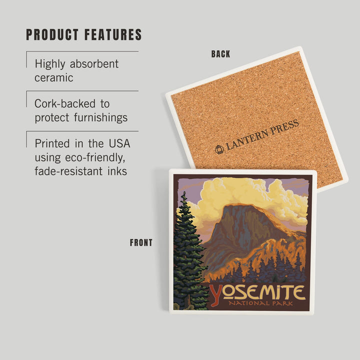Yosemite National Park, California, Half Dome, Coasters Coasters Lantern Press 
