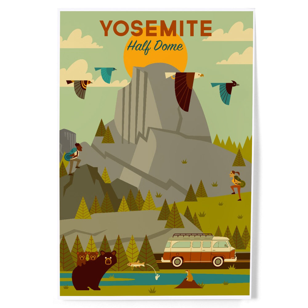 Yosemite National Park, California, Half Dome, Geometric National Park Series, Art & Giclee Prints Art Lantern Press 8 x 12 Art Print 