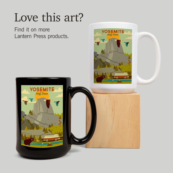 Yosemite National Park, California, Half Dome, Geometric National Park Series, Ceramic Mug Mugs Lantern Press 