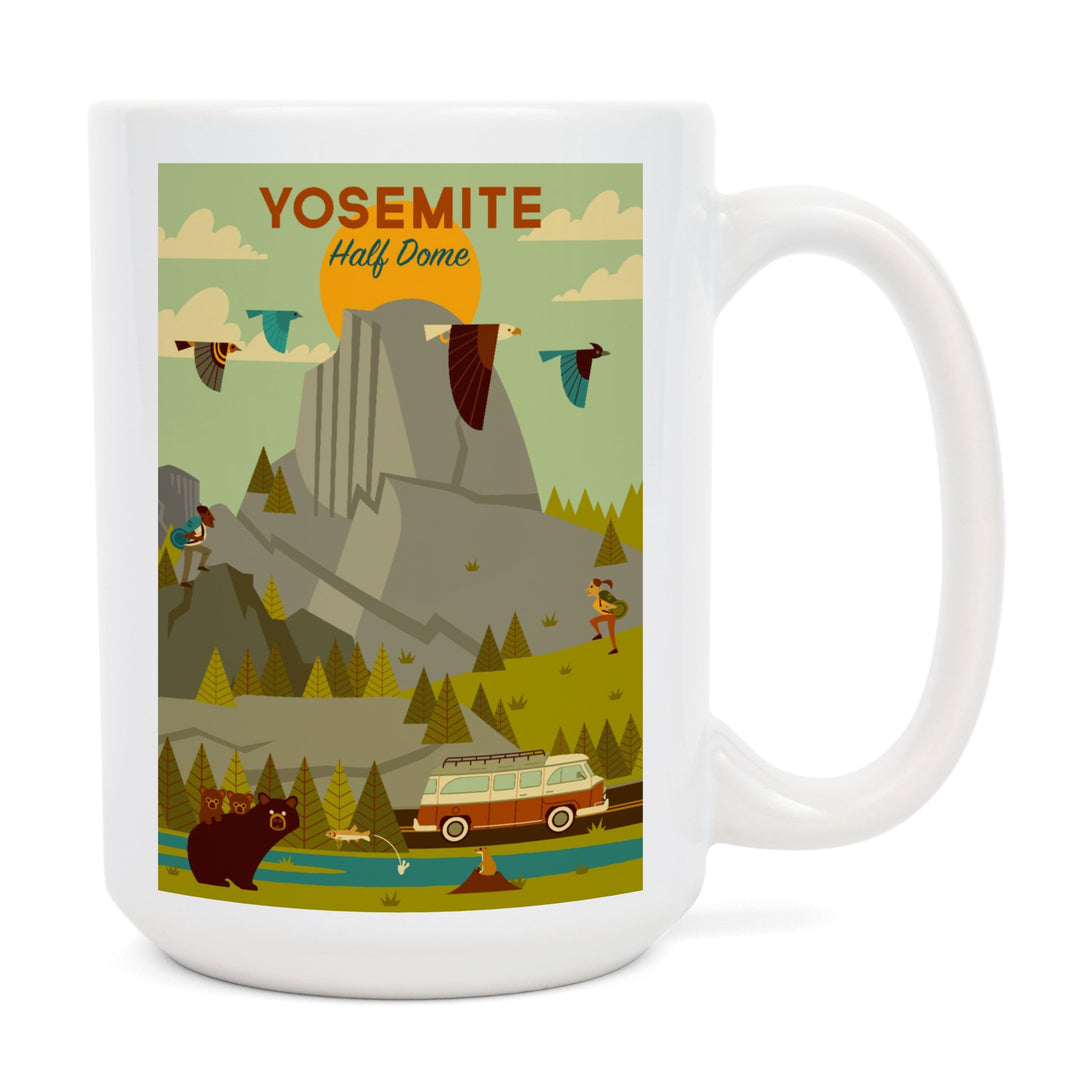 Yosemite National Park, California, Half Dome, Geometric National Park Series, Ceramic Mug Mugs Lantern Press 