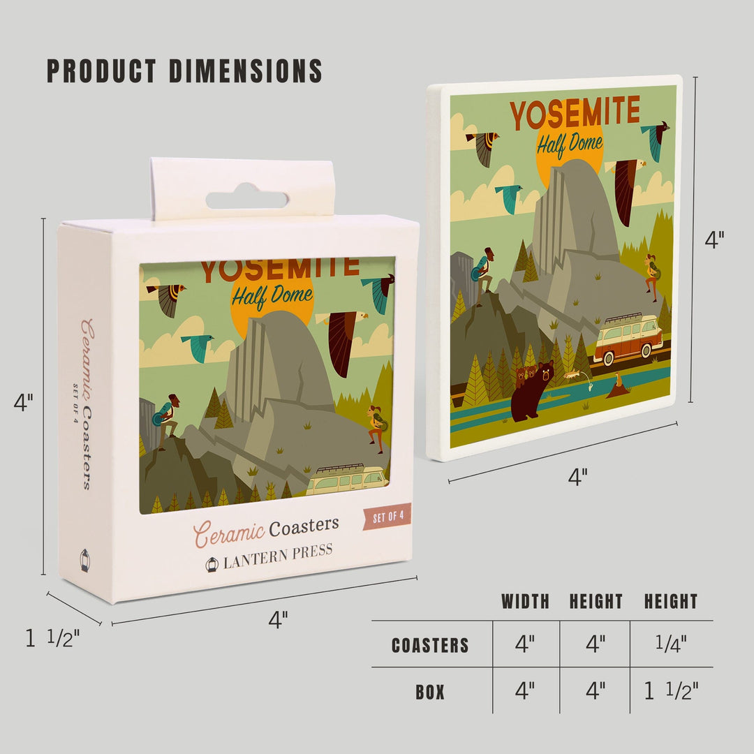 Yosemite National Park, California, Half Dome, Geometric National Park Series, Coasters Coasters Lantern Press 