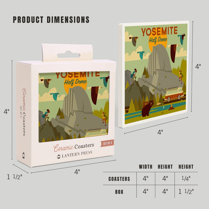 Yosemite National Park, California, Half Dome, Geometric National Park Series, Coasters Coasters Lantern Press 