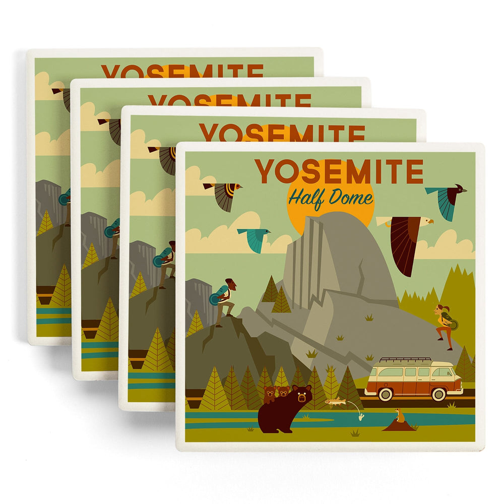 Yosemite National Park, California, Half Dome, Geometric National Park Series, Coasters Coasters Lantern Press 