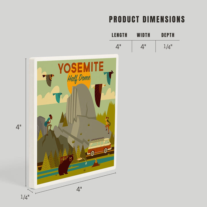 Yosemite National Park, California, Half Dome, Geometric National Park Series, Coasters Coasters Lantern Press 