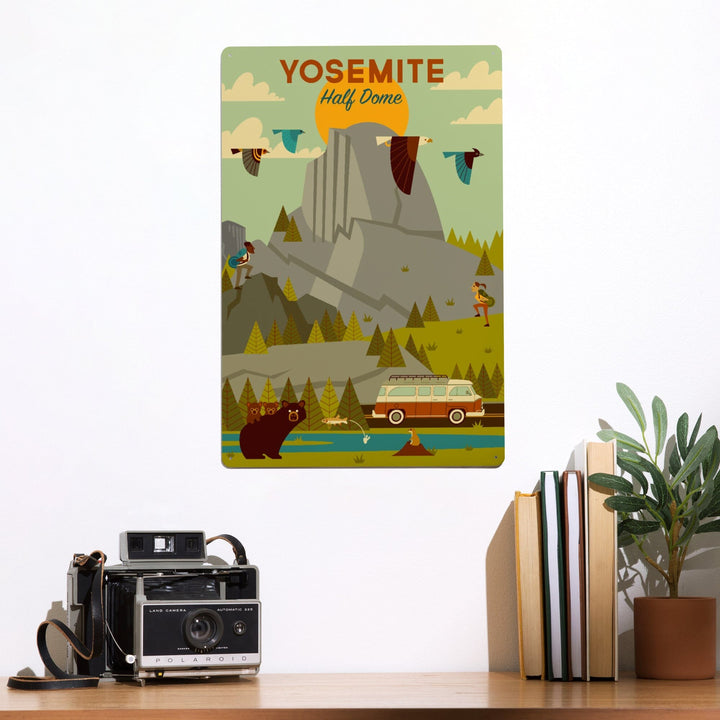 Yosemite National Park, California, Half Dome, Geometric National Park Series, Metal Signs Metal Lantern Press 