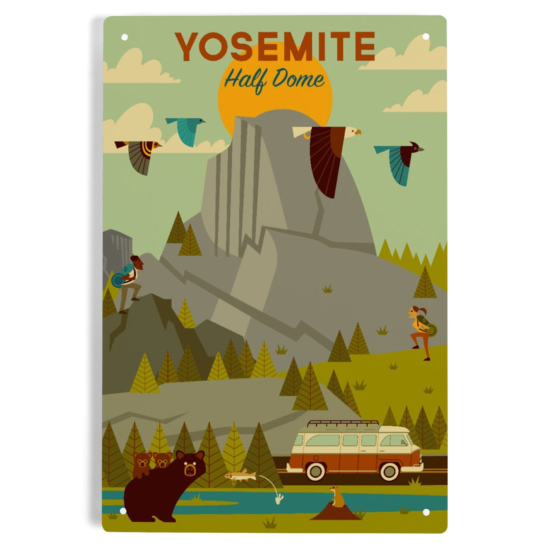 Yosemite National Park, California, Half Dome, Geometric National Park Series, Metal Signs Metal Lantern Press 