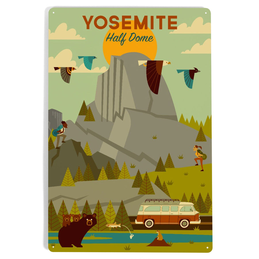 Yosemite National Park, California, Half Dome, Geometric National Park Series, Metal Signs Metal Lantern Press 