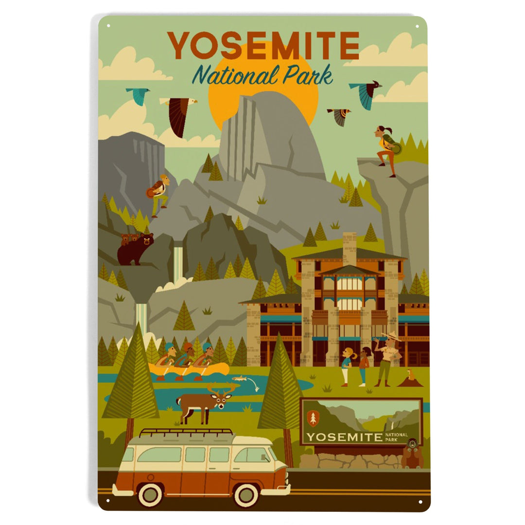 Yosemite National Park, California, Half Dome, Lodge, Geometric, Metal Signs Metal Lantern Press 