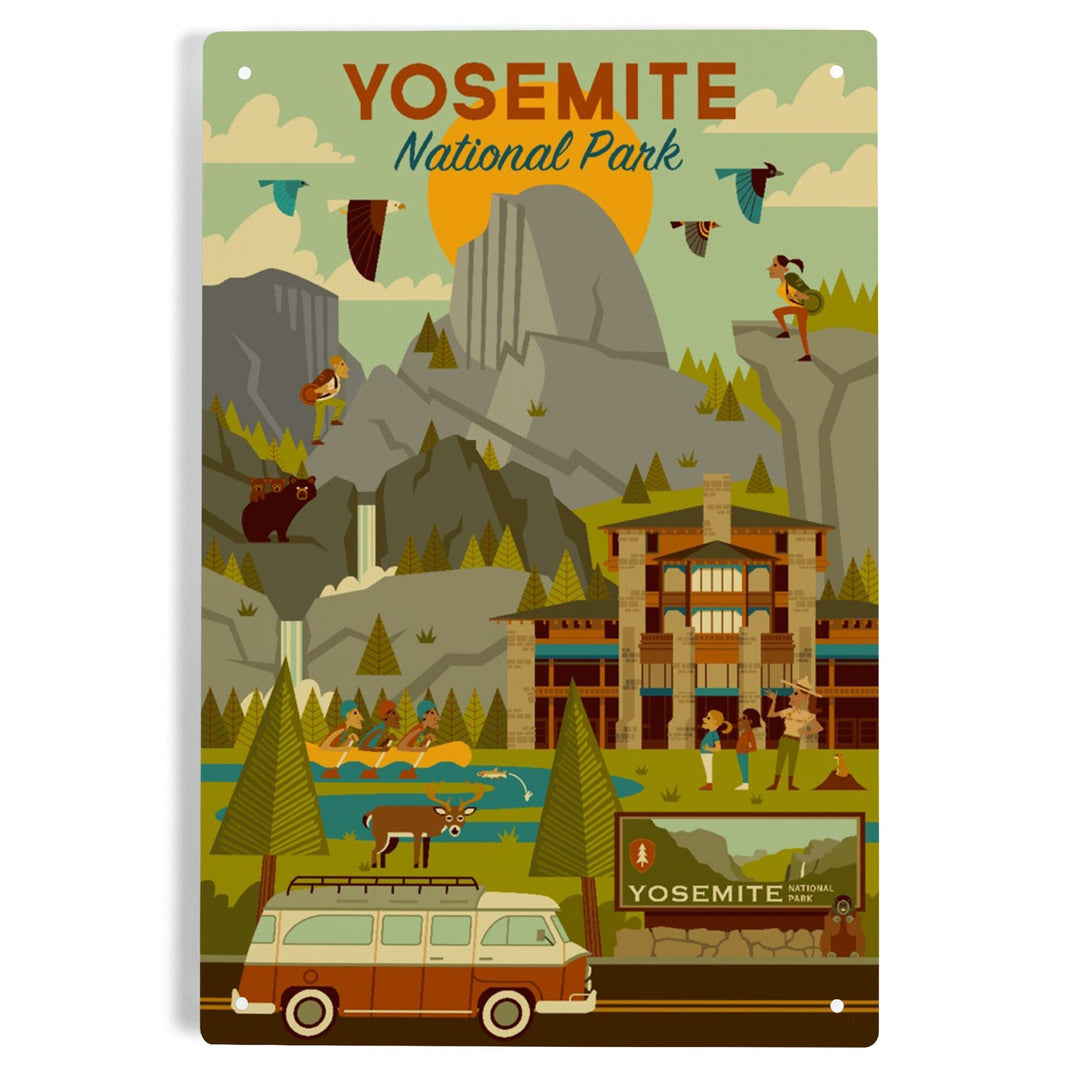 Yosemite National Park, California, Half Dome, Lodge, Geometric, Metal Signs Metal Lantern Press 