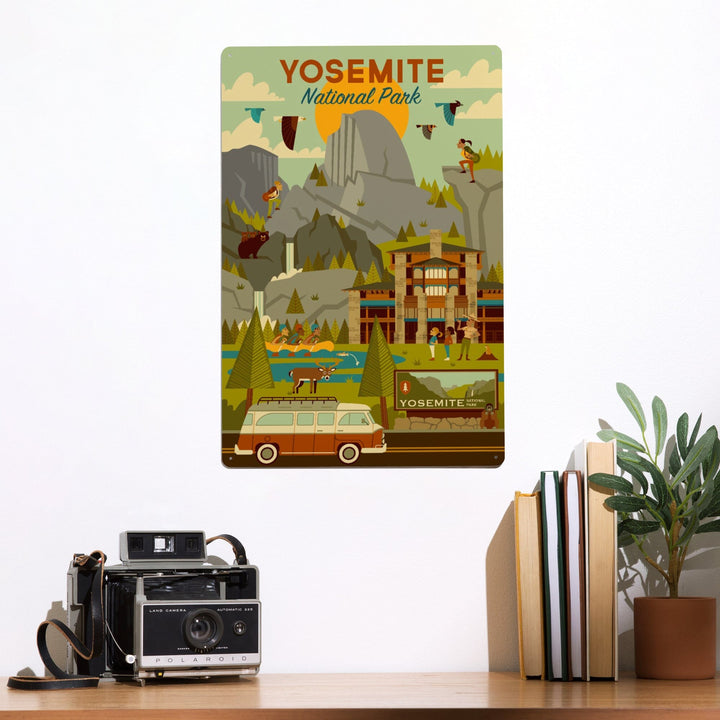 Yosemite National Park, California, Half Dome, Lodge, Geometric, Metal Signs Metal Lantern Press 