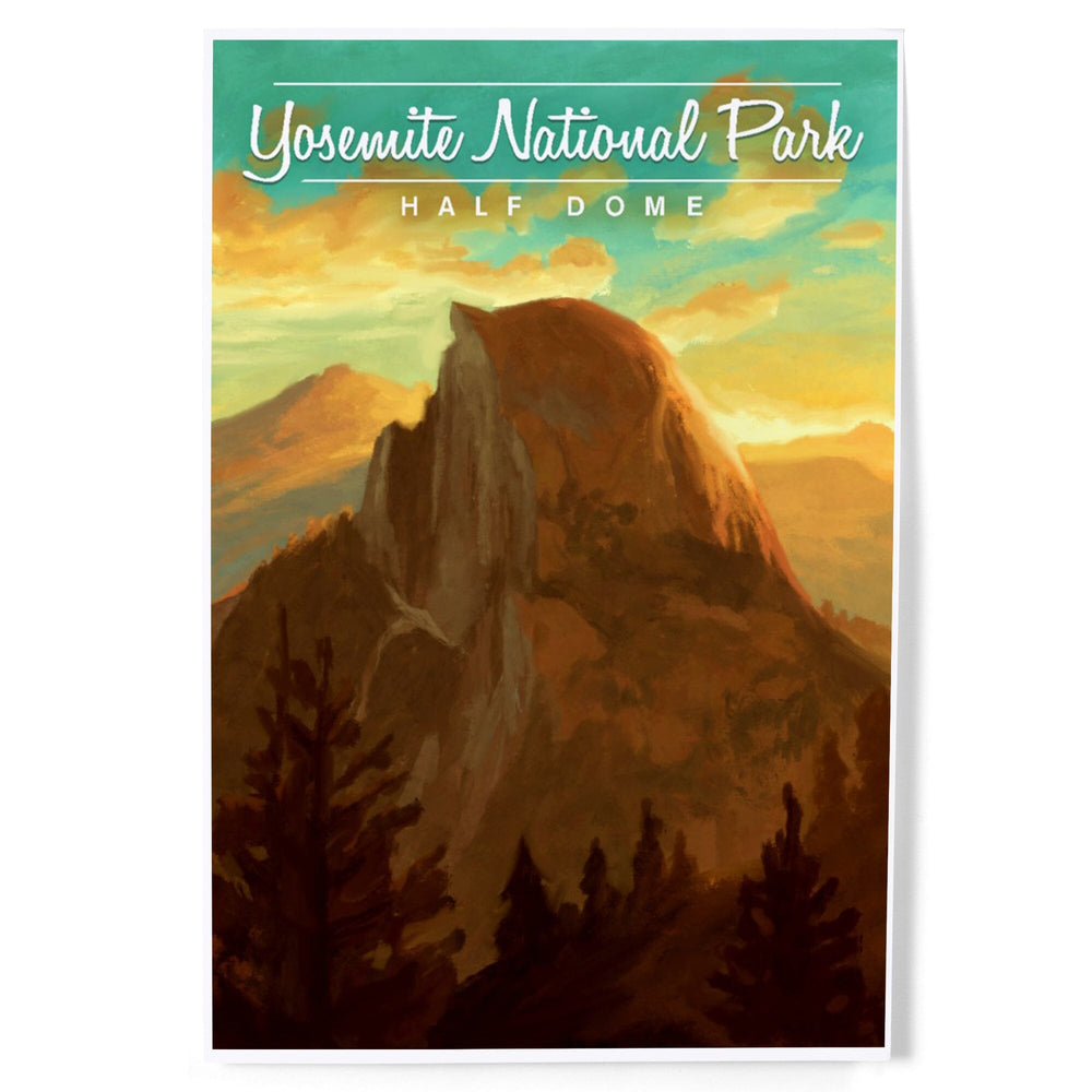 Yosemite National Park, California, Half Dome, Oil Painting, Art & Giclee Prints Art Lantern Press 8 x 12 Art Print 