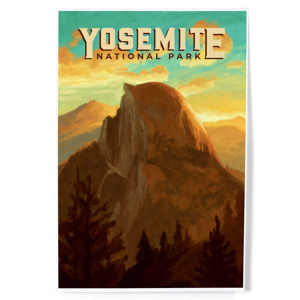Yosemite National Park, California, Half Dome, Oil Painting, Art & Giclee Prints Art Lantern Press 8 x 12 Art Print 
