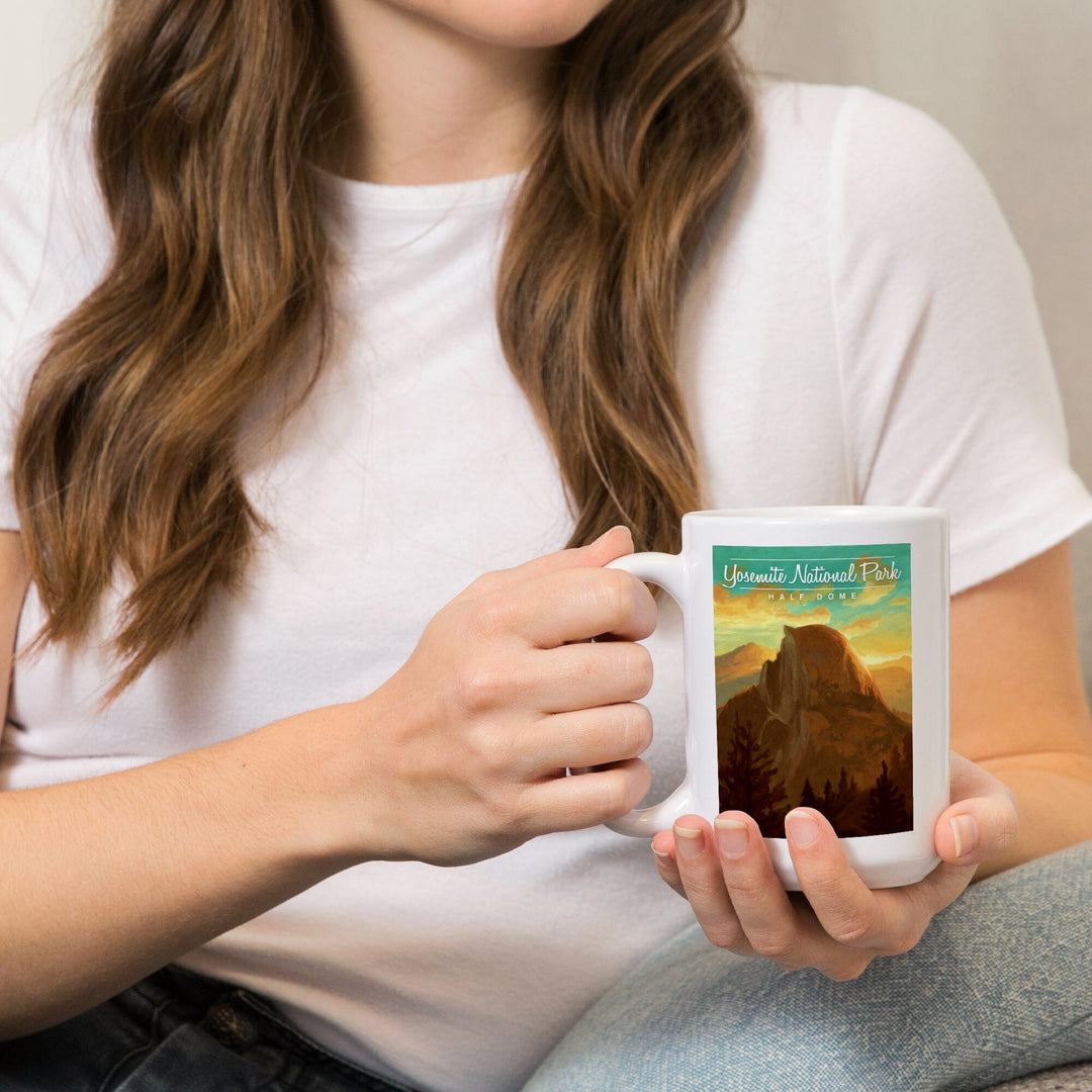 Yosemite National Park, California, Half Dome, Oil Painting, Ceramic Mug Mugs Lantern Press 