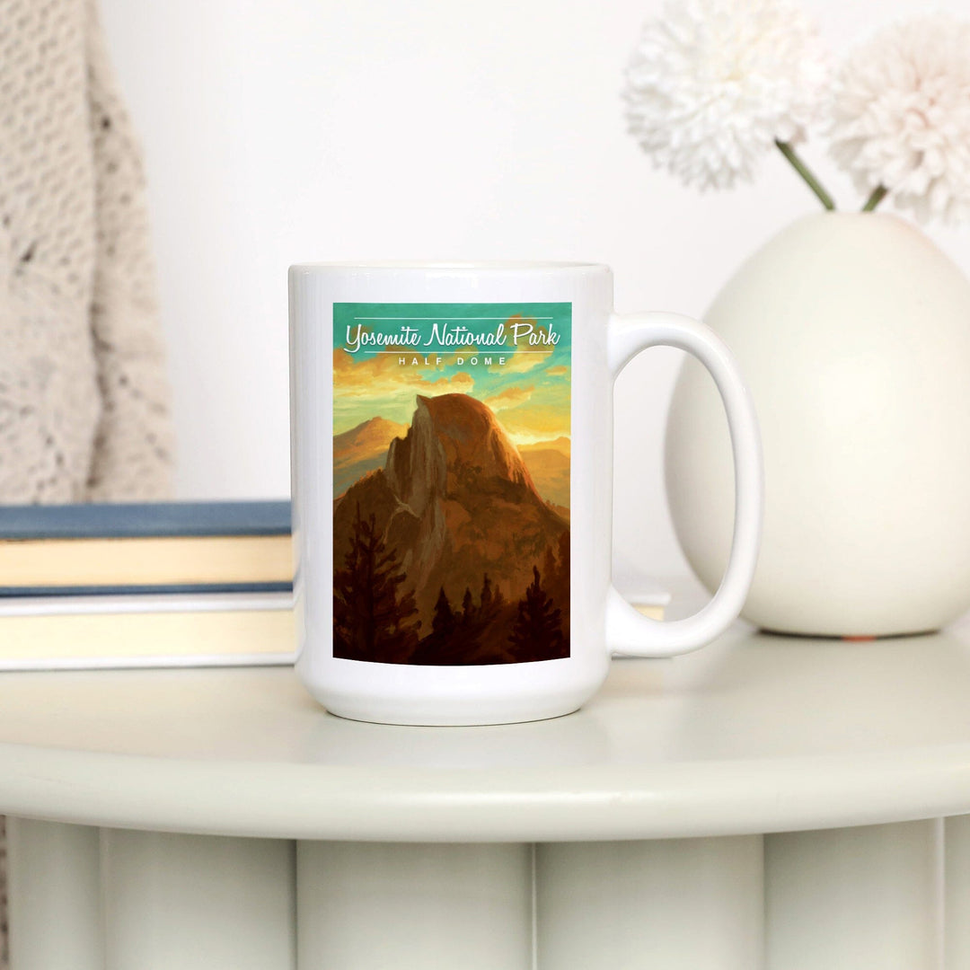 Yosemite National Park, California, Half Dome, Oil Painting, Ceramic Mug Mugs Lantern Press 