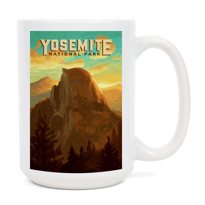 Yosemite National Park, California, Half Dome, Oil Painting, Ceramic Mug Mugs Lantern Press 