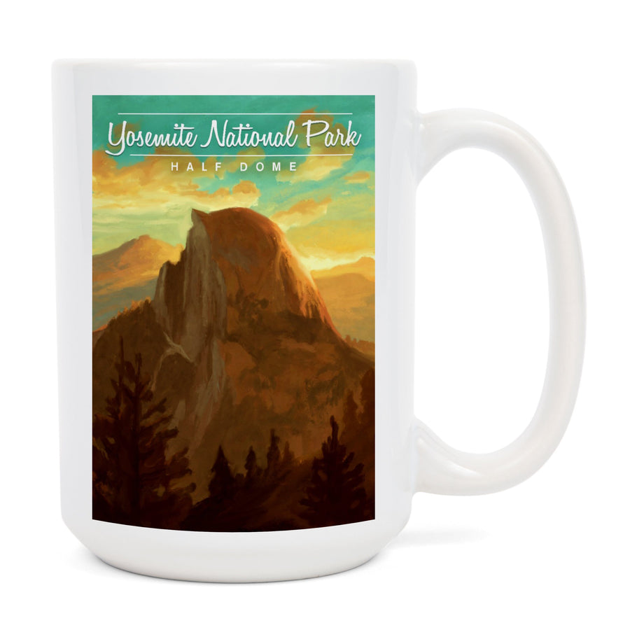 Yosemite National Park, California, Half Dome, Oil Painting, Ceramic Mug Mugs Lantern Press 
