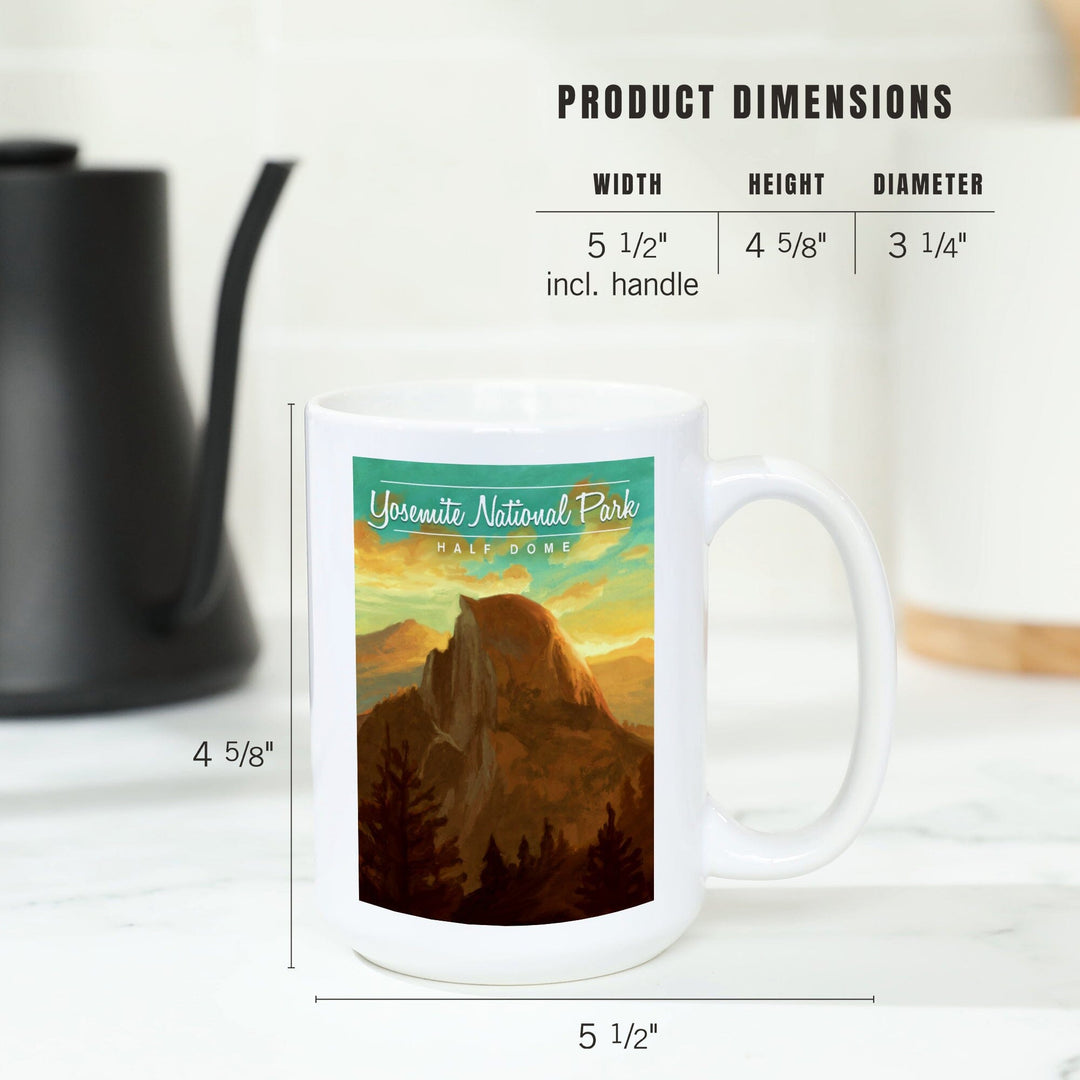 Yosemite National Park, California, Half Dome, Oil Painting, Ceramic Mug Mugs Lantern Press 