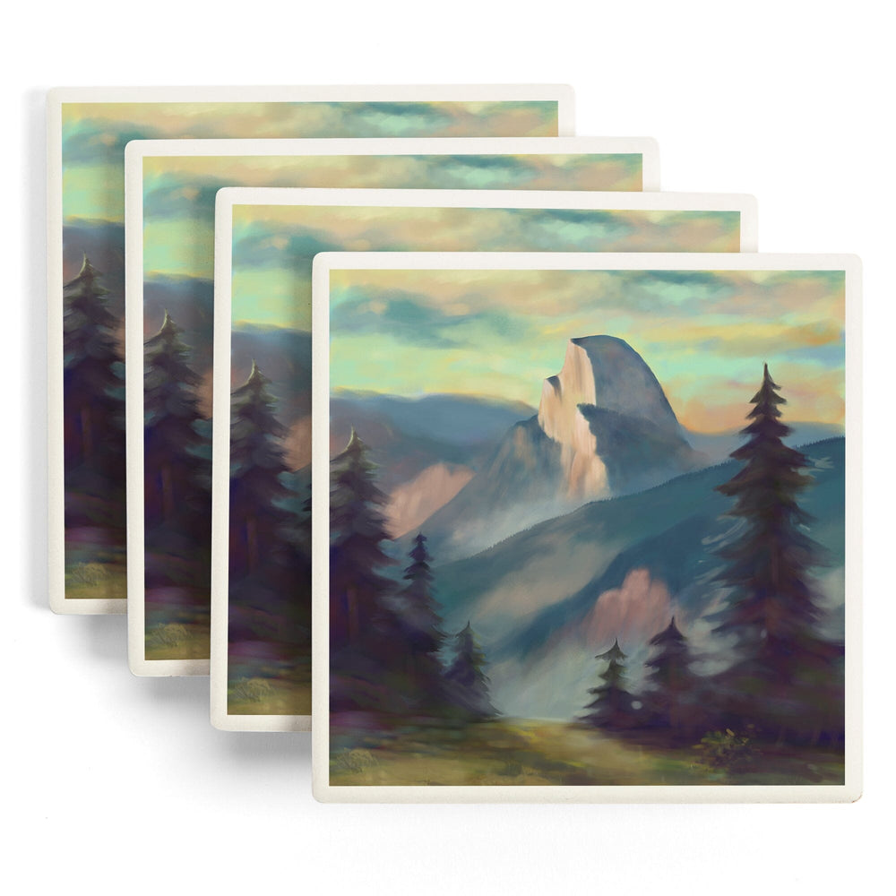Yosemite National Park, California, Half Dome, Oil Painting, Coasters Coasters Lantern Press 