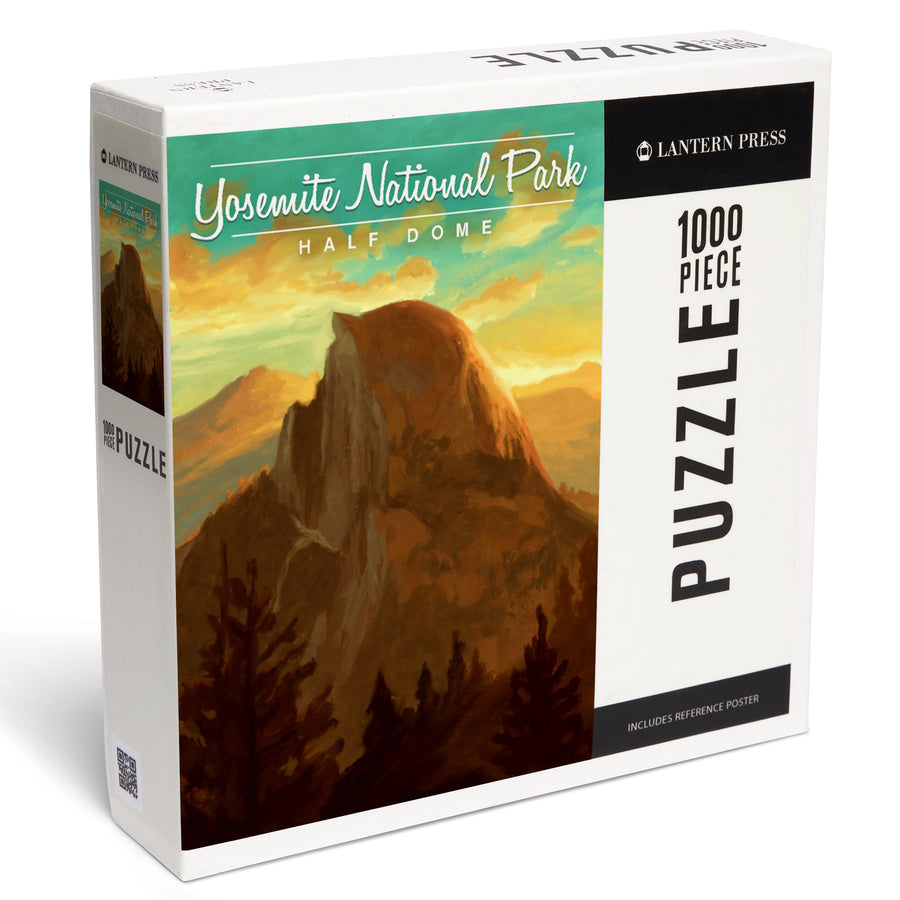 Yosemite National Park, California, Half Dome, Oil Painting, Jigsaw Puzzle Puzzle Lantern Press 