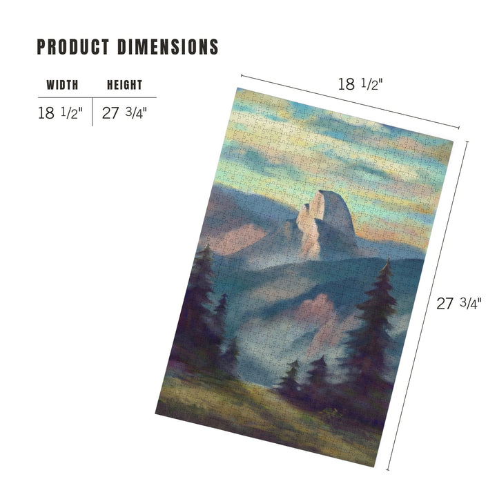 Yosemite National Park, California, Half Dome, Oil Painting, Jigsaw Puzzle Puzzle Lantern Press 