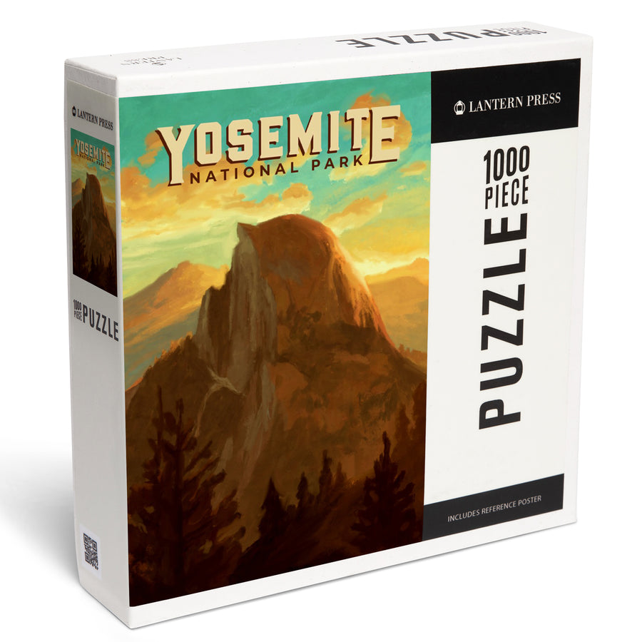 Yosemite National Park, California, Half Dome, Oil Painting, Jigsaw Puzzle Puzzle Lantern Press 