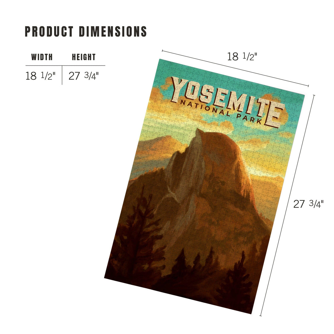 Yosemite National Park, California, Half Dome, Oil Painting, Jigsaw Puzzle Puzzle Lantern Press 