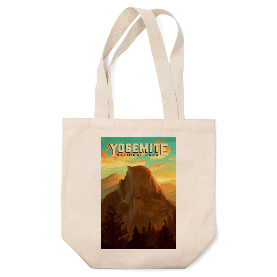 Yosemite National Park, California, Half Dome, Oil Painting, Lantern Press Artwork, Tote Bag Totes Lantern Press 