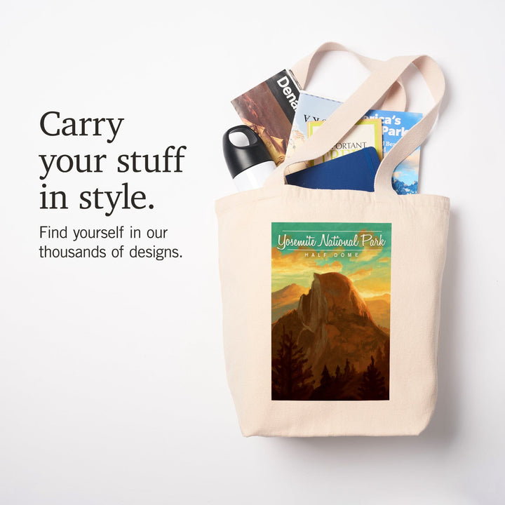 Yosemite National Park, California, Half Dome, Oil Painting, Tote Bag Totes Lantern Press 