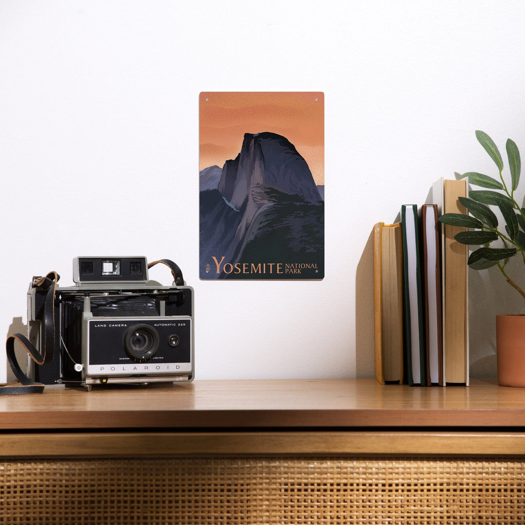 Yosemite National Park, California, Half Dome, Orange Sky, Lithograph, Metal Signs Metal Lantern Press 