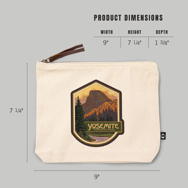 Yosemite National Park, California, Half Dome,, Organic Cotton Zipper Pouch, Go Bag Go Bag Lantern Press 