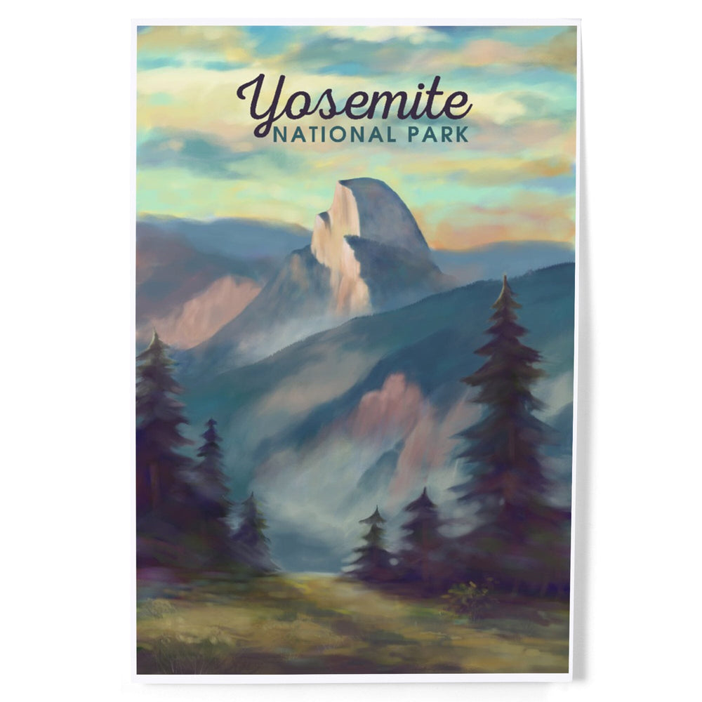 Yosemite National Park, California, Half Dome Scene, Oil Painting, Art & Giclee Prints Art Lantern Press 8 x 12 Art Print 