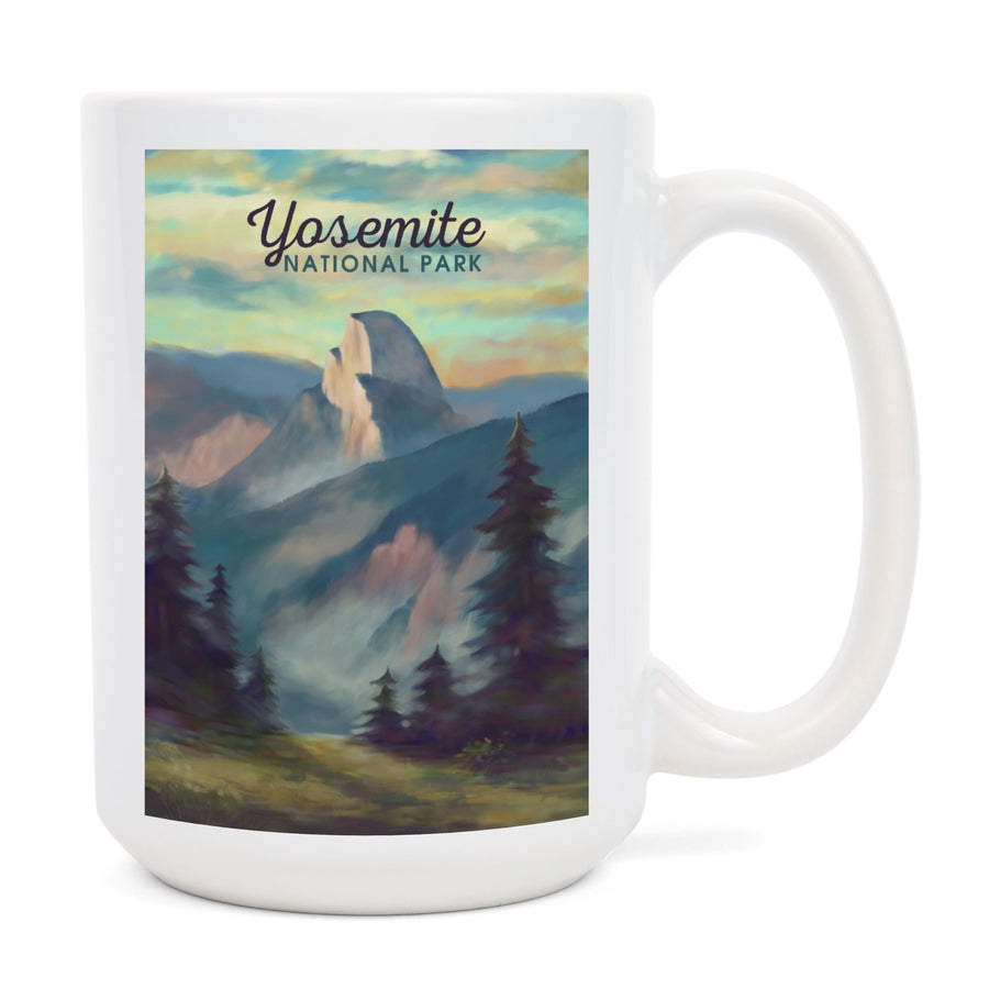 Yosemite National Park, California, Half Dome Scene, Oil Painting, Ceramic Mug Mugs Lantern Press 