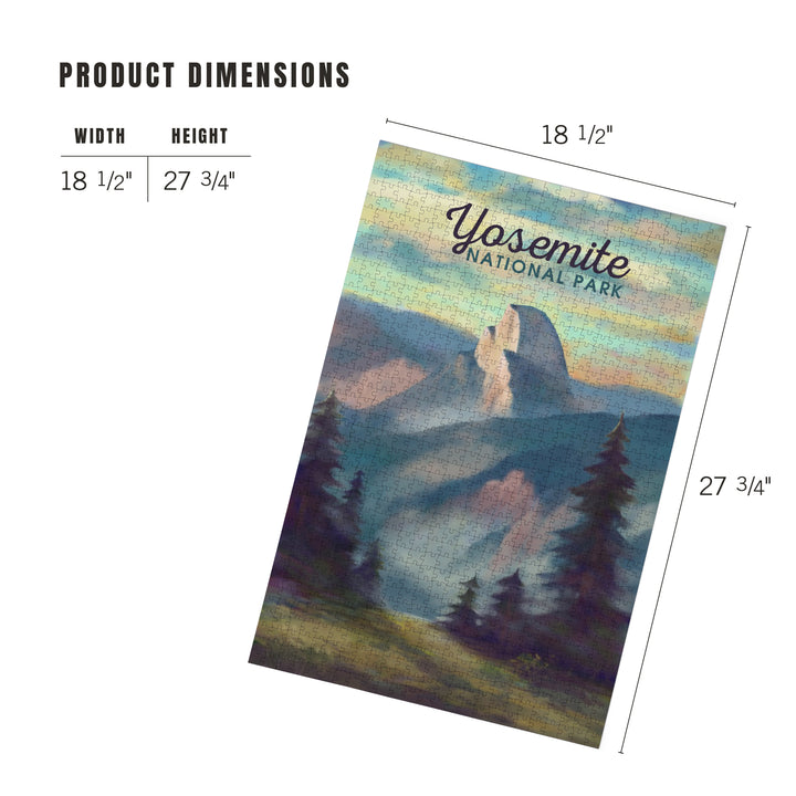 Yosemite National Park, California, Half Dome Scene, Oil Painting, Jigsaw Puzzle Puzzle Lantern Press 