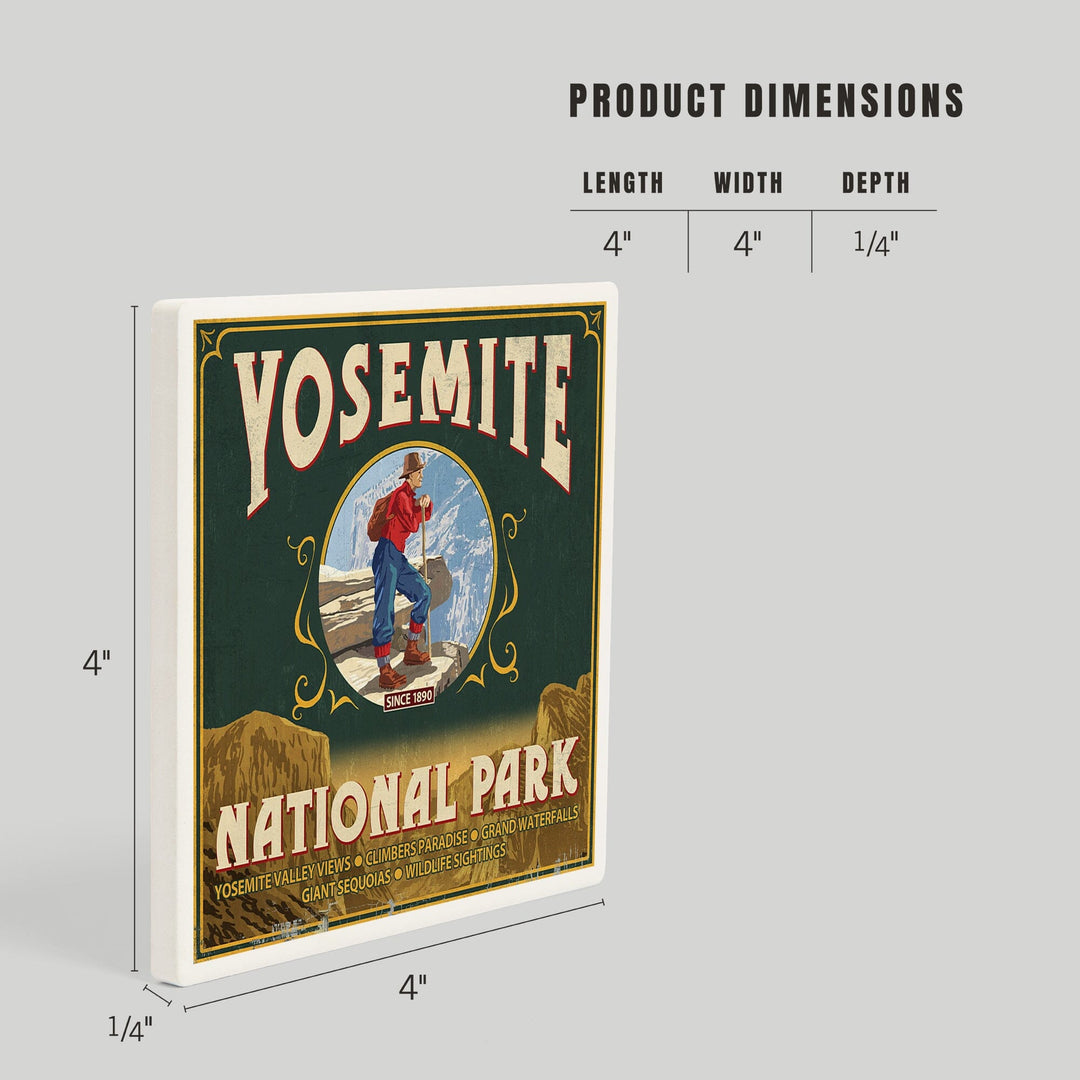 Yosemite National Park, California, Half Dome Vintage Sign, Coasters Coasters Lantern Press 