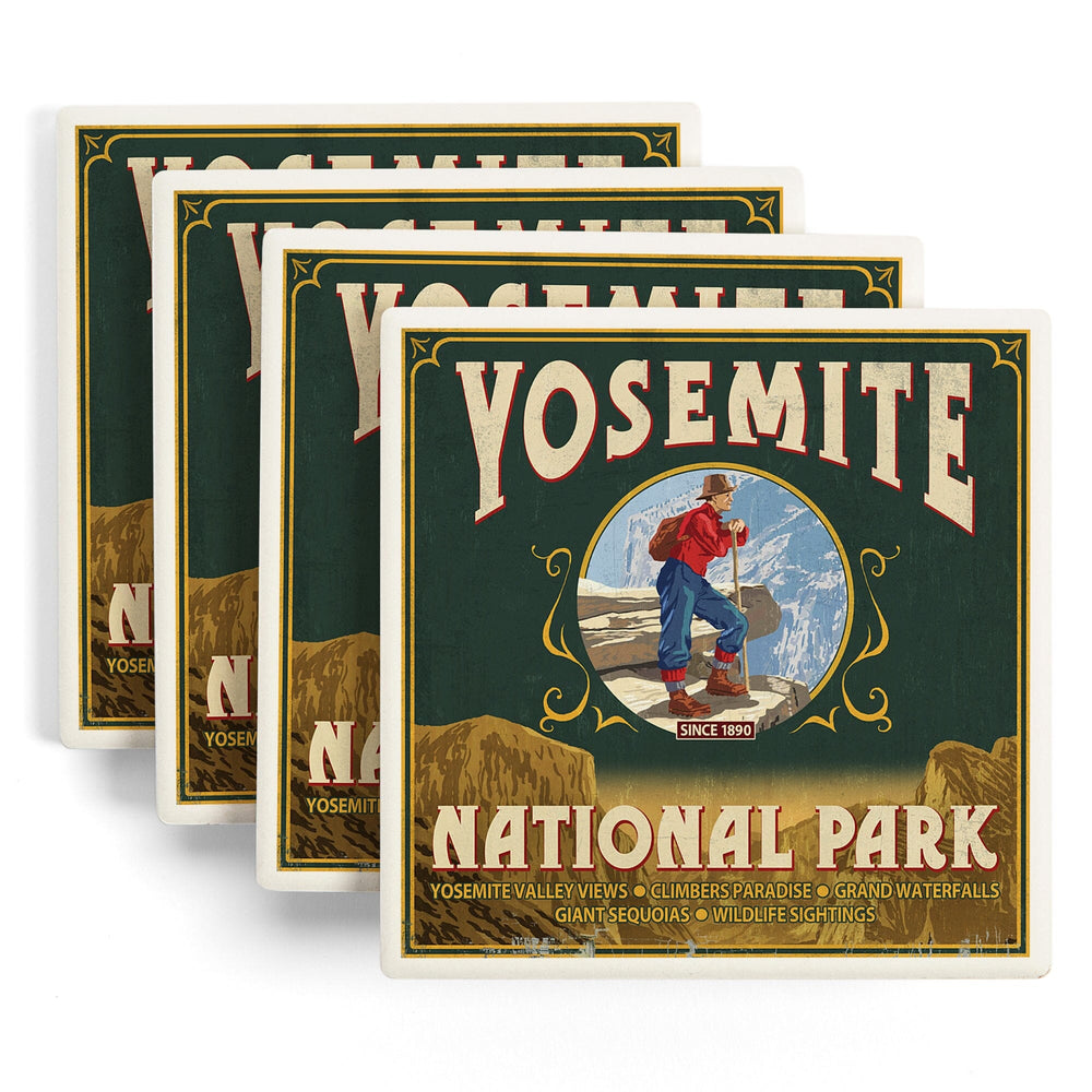 Yosemite National Park, California, Half Dome Vintage Sign, Coasters Coasters Lantern Press 